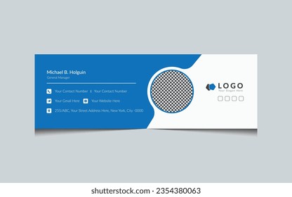 Corporate Business Email Signature Design template. Creative email signature with an author photo place. Professional Email Signature Modern and Minimal Layout.