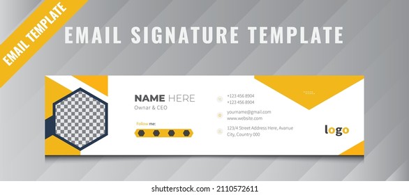 Corporate business email signature template or email footer and personal social media cover design Premium Vector,  Cooperate personal Facebook cover, Creative company email signature template.