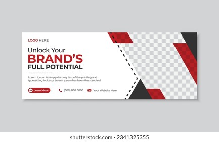 Plantilla de diseño de banner de la portada de la línea de tiempo del negocio empresarial en facebook, banner de la web promocional de marketing digital en medios sociales usando formas abstractas, diseño profesional moderno mínimo