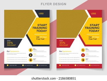 Corporate Business Fitness Gym Flyer Design Template Vector Layout Design Template