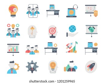 Corporate business flat vector icons set