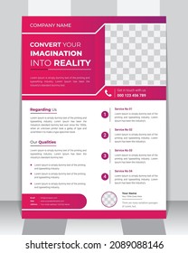 Corporate business flyer brochure design Template in A4 size, Poster, banner and business report vector design, Flyer mock-up with simple and creative concept
