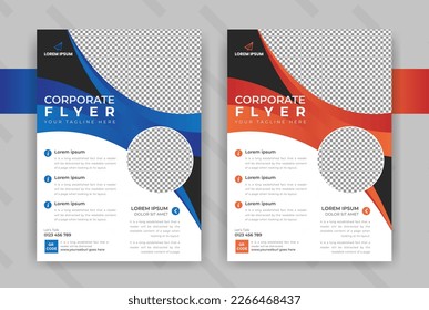 Corporate Business Flyer. Brochure design, cover modern layout, annual report, poster, flyer in A4 with two colors scheme, vector template in A4 size