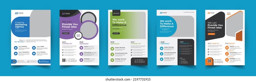 Corporate business flyer bundle template design set, Brochure design, cover modern layout, annual report, poster, flyer in A4 with colorful business proposal, promotion, advertise, publication, cover 