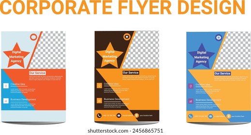 Corporate business flyer design with 3 color variation