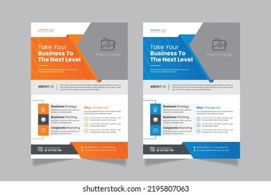 Corporate business flyer design, A4 size layout template, vector illustration brochure