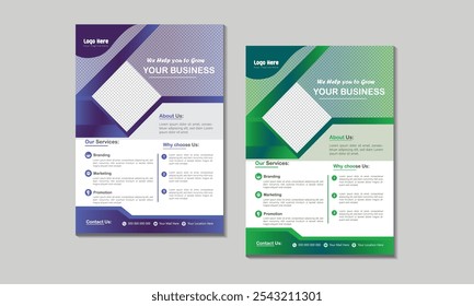 Corporate business flyer design cover and a4 business cover template for print with mockup	
