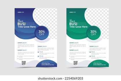 Corporate Business Flyer Design Layout Background, Two Colors Scheme, Cover Modern Layout, Vector Template in A4 size, Market With Light Background