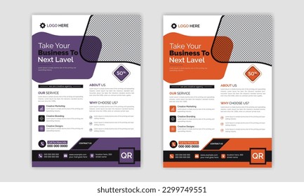 Corporate Business Flyer design layout, two colors scheme vector template in A4 size. Minimal and Creative Business Flyer Design
