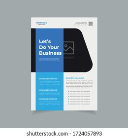 Corporate business flyer design template, poster report leaflets presentation cover brochure pamphlet annual, a4 print layout with blue color vector illustration
