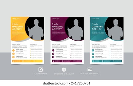 Corporate Business Flyer Design Template Layout. Template vector design for Brochure, Poster, Annual Report, Magazine, Business Presentation, Banner, layout modern with blue, A4 size