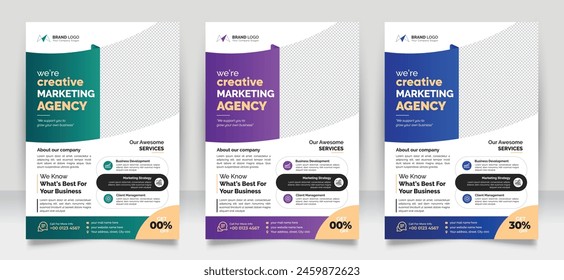 Corporate business flyer design template. Multi color corporate flyer template. Modern advertising magazine poster flier a4 print design.