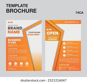 Corporate business flyer design template, template brochure design, Orange corporate business flyer template