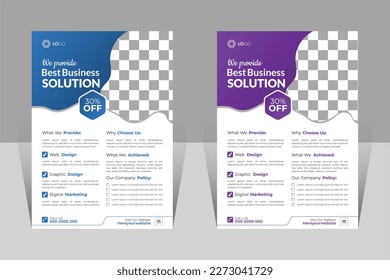Corporate business flyer design vector  illustration in A4 clean minimal modern template