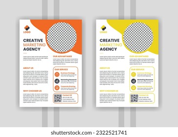 Corporate business flyer  design,a4 page flyer design and modern business flyers with orange, yellow 2 color template 