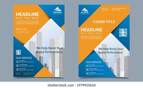 Corporate Business flyer layout template in A4  size. Modern Brochure template cover design, annual report, poster  with geometric lines for business market on white background, vector illustration
