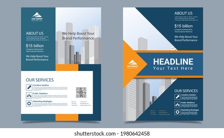 Corporate Business flyer layout template in A4  size. Modern Brochure template cover design, annual report, poster  with geometric shape for business market on white background, vector illustration
