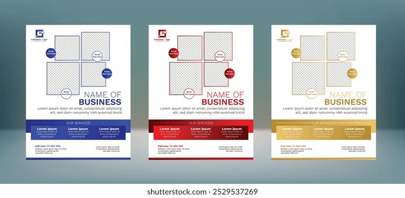Corporate Business Flyer, Leaflet Bundle Template Design, modern, creative, catching, blue, red, golden, gradient, Can be use for publishing, print and presenting your business