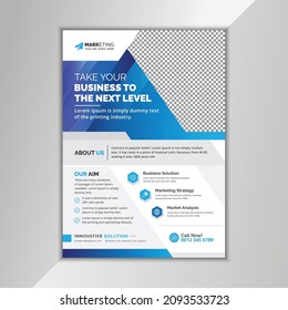 Corporate Business Flyer Leaflet Template Creative Unique Design Vector Layout for Office, Company, Event, Marketing, and Multipurpose Use with Blue Color Accent