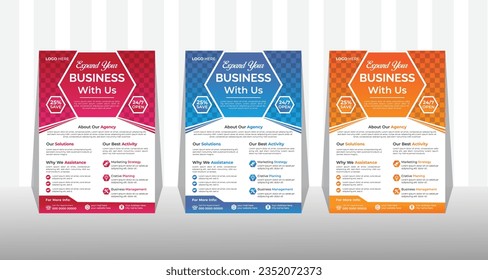 Corporate Business Flyer pamphlet brochure cover design layout background with three colors scheme,  vector template in A4 size  Modern design and company cover page.