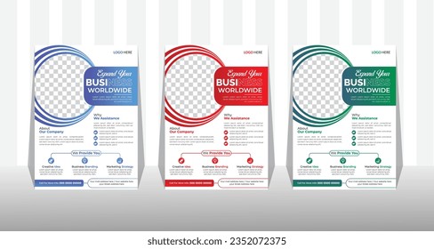 Corporate Business Flyer pamphlet brochure cover design layout background with three colors scheme,  vector template in A4 size  Modern design and company cover page.