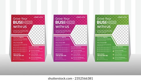 Corporate Business Flyer pamphlet brochure cover design layout background with three colors scheme, vector template in A4 size, AnnualReport, Magazine, Poster, Corporate Presentation, Portfolio.