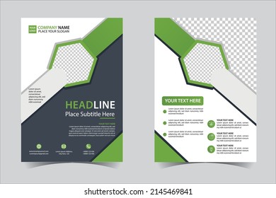 Corporate business flyer poster brochure cover template design with Green and black color. marketing, business proposal, promotion, advertise, publication, cover page. eps 10 vector illustration