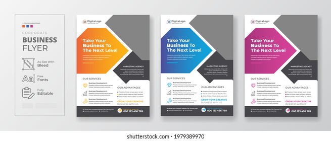 Corporate Business Flyer poster design , Flyer Template with creative shape used for business poster layout