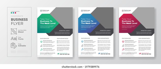 Corporate Business Flyer poster design , Flyer Template with creative shape used for business poster layout