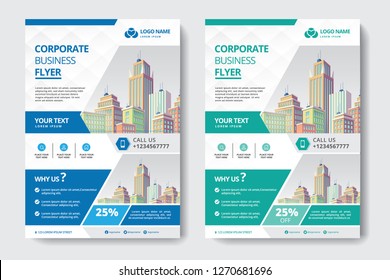 Corporate Business Flyer poster pamphlet brochure cover design layout background, two colors scheme, vector template in A4 size - Vector