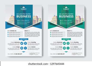 Corporate Business Flyer poster pamphlet brochure cover design layout background, two colors scheme, vector template in A4 size - Vector - Vector