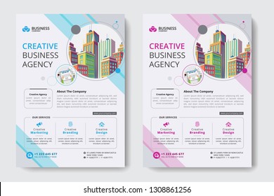 Corporate Business Flyer Poster Pamphlet Brochure Cover Design Layout Background, Two Colors Scheme, Vector Template In A4 Size - Vector