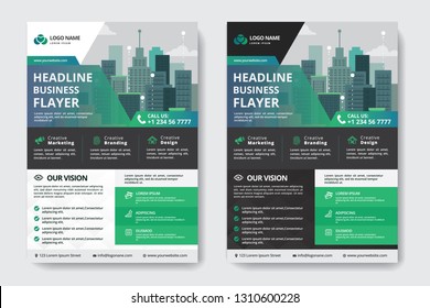 Corporate Business Flyer poster pamphlet brochure cover design layout background, two colors scheme, vector template in A4 size - Vector - Vector
