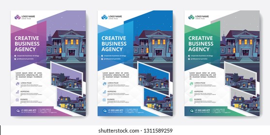 Corporate Business Flyer poster pamphlet brochure cover design layout background, two colors scheme, vector template in A4 size - Vector - Vector
