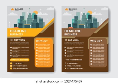 Corporate Business Flyer poster pamphlet brochure cover design layout background, two colors scheme, vector template in A4 size - Vector - Vector
