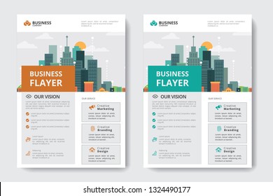 Corporate Business Flyer poster pamphlet brochure cover design layout background, two colors scheme, vector template in A4 size - Vector - Vector
