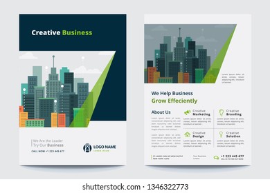 Corporate Business Flyer poster pamphlet brochure cover design layout background, two colors scheme, vector template in A4 size - Vector