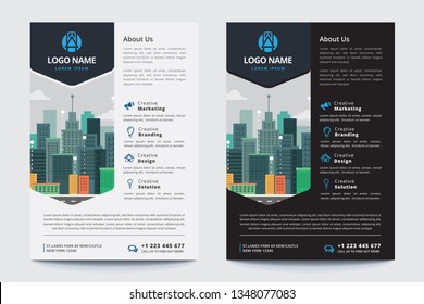 Corporate Business Flyer poster pamphlet brochure cover design layout background, two colors scheme, vector template in A4 size - Vector