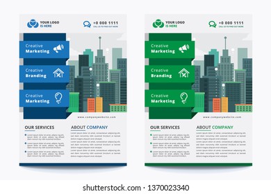 Corporate Business Flyer poster pamphlet brochure cover design layout background, two colors scheme, vector template in A4 size - Vector