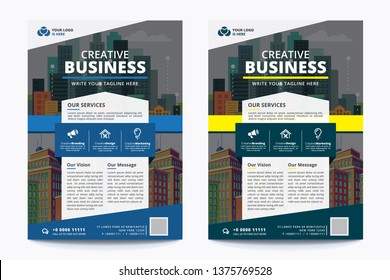 Corporate Business Flyer poster pamphlet brochure cover design layout background, two colors scheme, vector template in A4 size - Vector