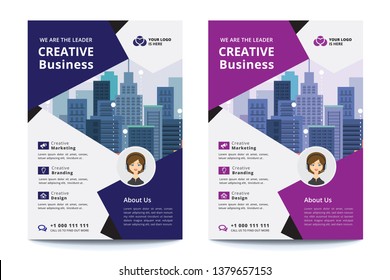 Corporate Business Flyer poster pamphlet brochure cover design layout background, two colors scheme, vector template in A4 size - Vector
