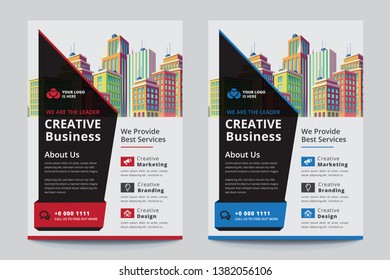 Corporate Business Flyer poster pamphlet brochure cover design layout background, two colors scheme, vector template in A4 size - Vector