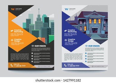 Corporate Business Flyer poster pamphlet brochure cover design layout background, two colors scheme, vector template in A4 size - Vector