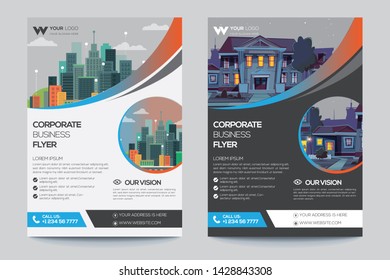 Corporate Business Flyer poster pamphlet brochure cover design layout background, two colors scheme, vector template in A4 size - Vector