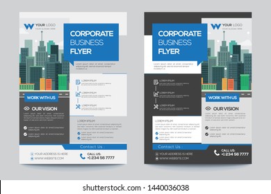 Corporate Business Flyer poster pamphlet brochure cover design layout background, two colors scheme, vector template in A4 size - Vector