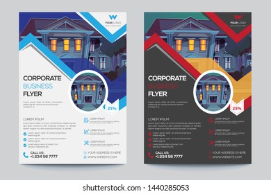 Corporate Business Flyer poster pamphlet brochure cover design layout background, two colors scheme, vector template in A4 size - Vector