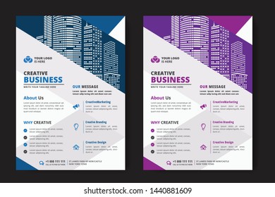 Corporate Business Flyer poster pamphlet brochure cover design layout background, two colors scheme, vector template in A4 size - Vector