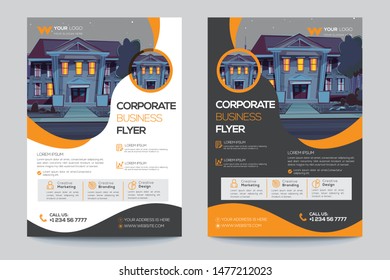 Corporate Business Flyer poster pamphlet brochure cover design layout background, two colors scheme, vector template in A4 size - Vector