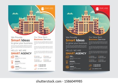 Corporate Business Flyer poster pamphlet brochure cover design layout background, two colors scheme, vector template in A4 size - Vector