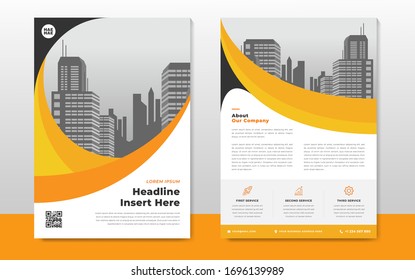 Corporate business flyer poster pamphlet brochure cover template design with yellow color on a4 paper size. For marketing, business proposal, promotion, advertise, publication, cover page